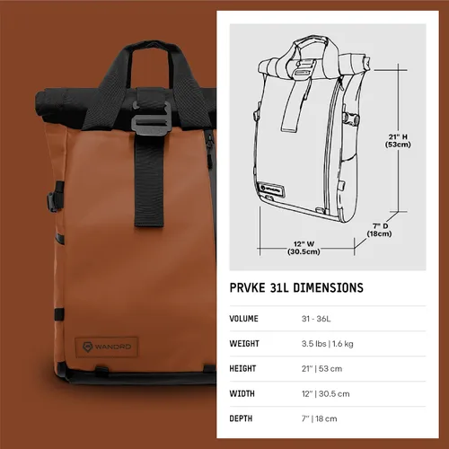 Miniatura 8 de WANDRD PRVKE - Paquete de fotografía de 31 litros: mochila de viaje y cámara resistente a la intemperie con funda para portátil, acceso lateral