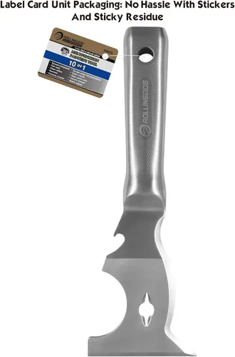 Miniatura 5 de ROLLINGDOG Herramienta de pintor 10 en 1 - Hoja de una pieza pulida en espejo de acero inoxidable y mango grabado con láser, cuchillo de masilla