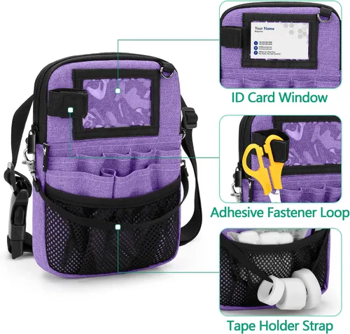 Miniatura 3 de Trunab Riñonera con soporte para cinta y bolsillos para equipo médico, bolsa de almacenamiento de cintura con correa ajustable para la cintura