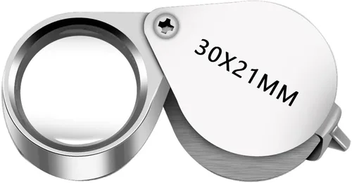 Lupa de joyero plegable de bolsillo 30x 21mm lupa de joyería con aumento para joyeros, gemas, diamantes, plantas, monedas, sellos, antigüedades y más