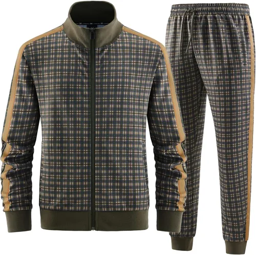 ANOTWENER Trajes deportivos de 2 piezas para hombre, cuello alto, manga larga con bolsillos laterales dobles, chaqueta y pantalones deportivos
