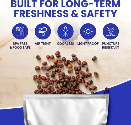 Miniatura 3 de 50 paquetes de bolsas de mylar de 14 mil con absorbentes de oxígeno, con refuerzo de 1 galón con 500 cc de OA - Bolsas resellables de mylar para 50