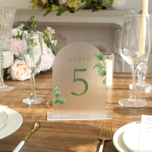 Miniatura 3 de UNIQOOO 20 carteles de mesa de arco esmerilado de acrílico de 5 x 7 pulgadas para bodas, 1/8 pulgadas de grosor, hoja de letrero de arco en blanco