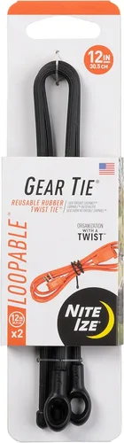 Miniatura 15 de Nite IZE Gear Tie Loopable, el original lazo de goma reutilizable con lazo integrado resistente, 12 pulgadas, negro, paquete de 2, fabricado