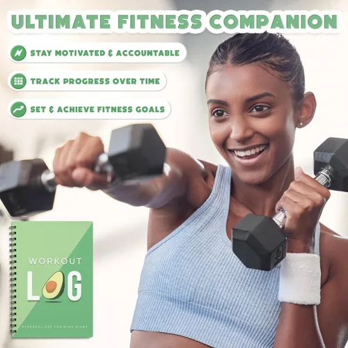 Miniatura 5 de Planificador de entrenamiento para seguimiento diario de fitness y establecimiento de objetivos, tamaño A5, 6 x 8 pulgadas, verde avo, cubierta más