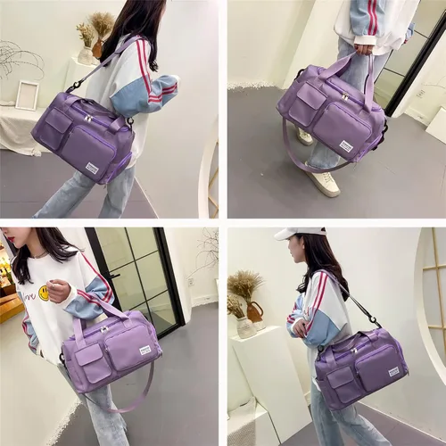 Miniatura 205 de Pequeña bolsa de gimnasio para mujer, bolsa de viaje con compartimento para zapatos