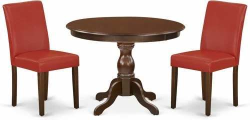 Miniatura 21 de East West Furniture HBAB3-ABK-24 Hartland - Juego de habitación de 3 piezas que contiene una mesa de comedor redonda con pedestal y sillas tapizadas