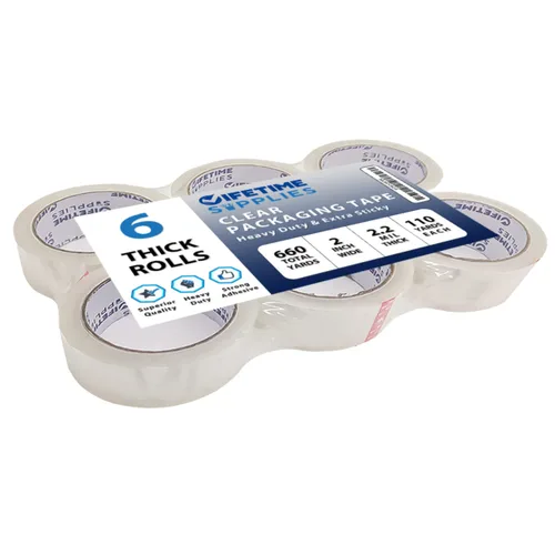 Miniatura 11 de Lifetime Supplies 6 Rollos 2.4 mil Transparente 65 Yardas Cada (390 Yardas Total) 2" Cinta de Embalaje Premium Cinta de Embalaje Resistente