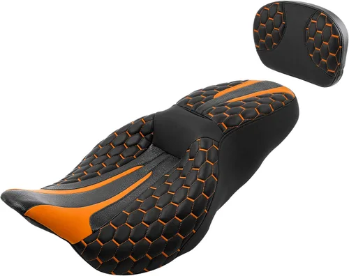 Miniatura 10 de Asiento de conductor, pasajero y piloto - SLMOTO Asiento de motocicleta de una pieza para 2 personas, compatible con Harley Touring Road King CVO