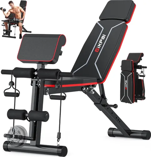 GIKPAL Banco de Pesas Ajustable - Banco de Entrenamiento para Prensa de Pecho para Gimnasio en Casa, Banco de Ejercicio Plegable Inclinado Declinado