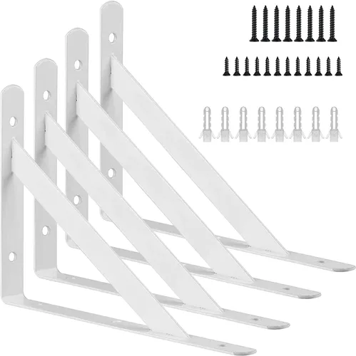 Miniatura 8 de Kersally Soportes de estante de 6 pulgadas, paquete de 4 soportes en L resistentes para estantes, soportes metálicos triangulares de 90 grados
