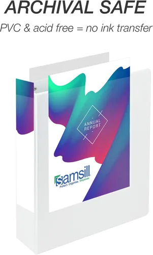 Miniatura 54 de Samsill - Carpeta duradera de 5 pulgadas, fabricada en los Estados Unidos, con anillos en D, transparente y personalizable, color blanco