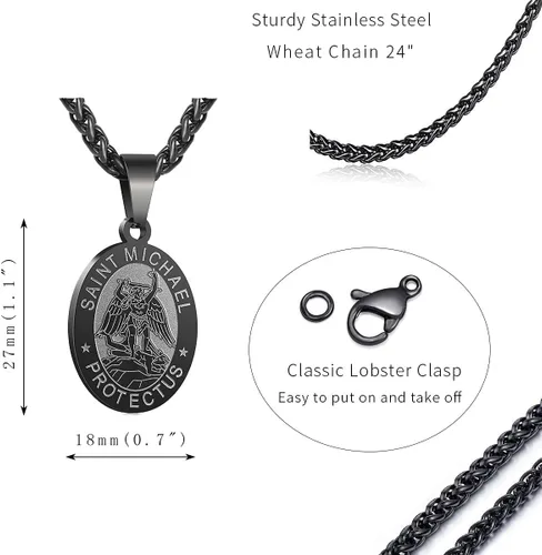 Miniatura 124 de P. BLAKE Collar ovalado de San Cristóbal, Miguel, José, Jude/Virgen María/José/Francisco/Patrick/Anthony/Benedict/Thomas para hombres y mujeres