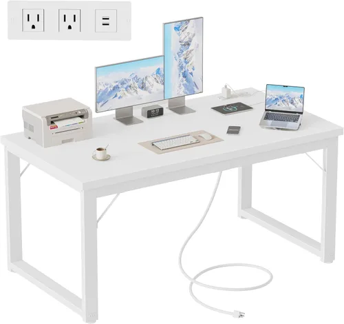 Miniatura 21 de Mericonia Escritorio para computadora de 40 pulgadas, escritorio ejecutivo moderno y grueso, mesa de escritura simple resistente para el hogar, roble