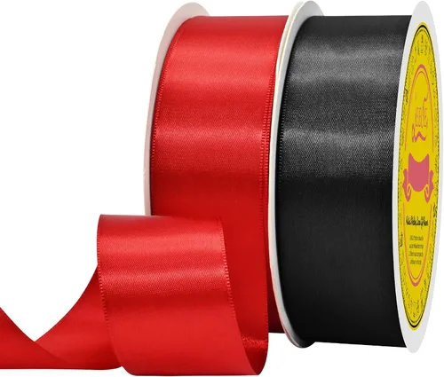Miniatura 208 de Cinta de satén blanca antigua de doble cara de 1-1/2 pulgadas x 50 yardas, cinta de poliéster para envolver regalos, día de San Valentín, bodas