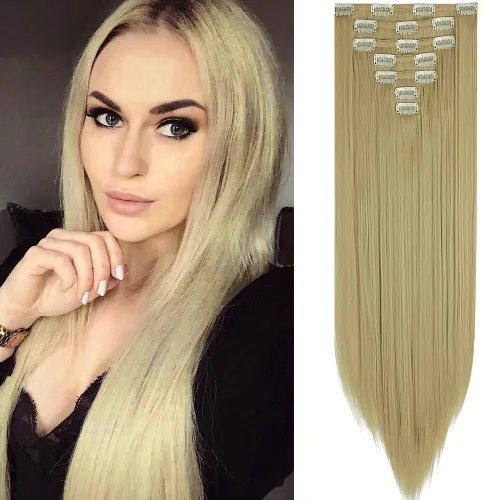Miniatura 13 de OMGREAT Extensiones de cabello con clip, 4 piezas de 20 pulgadas, rizado de cabeza completa, extensiones de cabello sintético ondulado para mujer