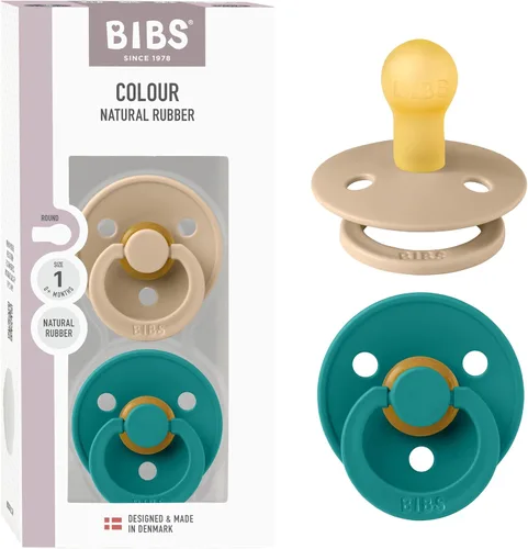 Miniatura 28 de BIBS - Paquete de 2 chupetes Bibs Colour, calmante, libre de bisfenol A, punta redonda, látex de goma natural Noche de vainilla