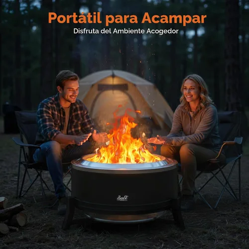 Miniatura 6 de BALI OUTDOORS Chimenea sin humo de 22 pulgadas para exteriores, fogata al aire libre con bandeja de cenizas, hoguera portátil para leña