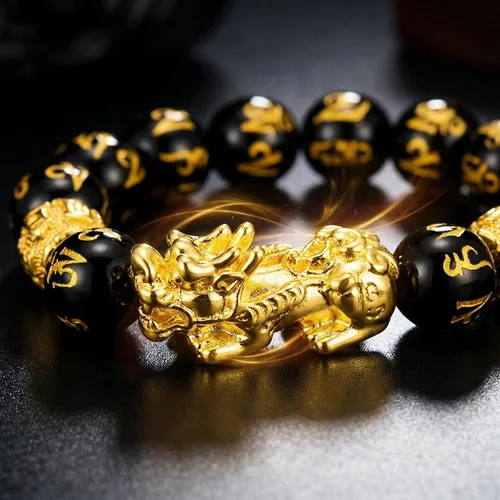 Miniatura 2 de Black Obsidian Pixiu Good Luck Bracelet, Money Bracelet for Prosperity, Protection Bracelet, Lucky Bracelet for Women and Men