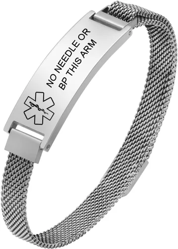 Miniatura 33 de VNOX Pulsera de identificación de alerta médica para hombres y mujeres, pulseras de alerta médica con grabado personalizado para mujeres y hombres