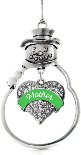 Miniatura 59 de Inspired Silver - Big Sis - Adorno de Navidad plateado - Adorno de árbol de Navidad con dije de corazón con circonita cúbica - Decoración colgante