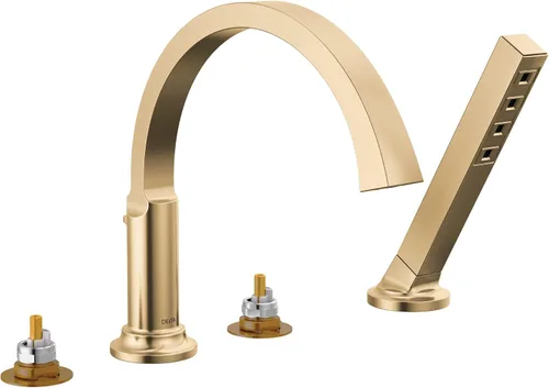 Delta Tetra - Grifo de bañera romana con ducha de mano, grifo de bañera dorado cepillado, bronce champán T4788-CZ-PR-LHP (válvula y asas no
