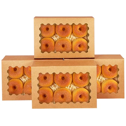 Miniatura 12 de qiqee Caja de galletas rosa autodesplegable con ventana 12x8x2.5 pulgadas 18 paquetes Dos usos Plegable en un segundo Caja de pastelería galletas