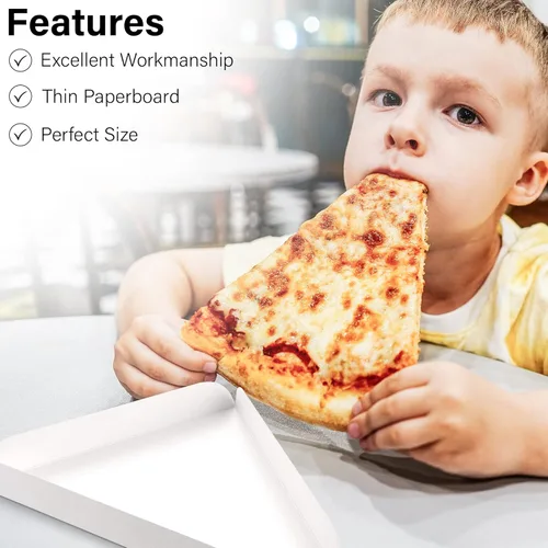 Miniatura 5 de MT Products Plato de cuña de pizza individual blanco de 8.43 x 7.75 pulgadas, bandeja de cartón para tartas (paquete de 50), fabricado en Estados