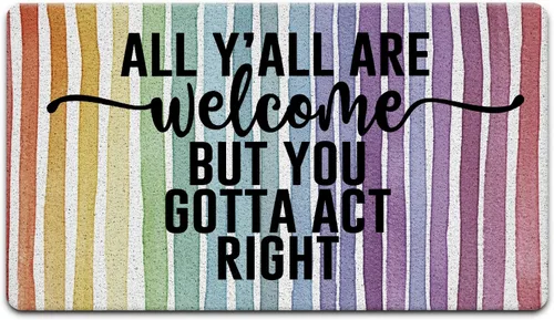 Miniatura 19 de JINYO Funny Bar Door Mat, Group Therapy Practiced Here Doormat Home Bar Man Cave Lounge Pub Club Party, Funny Beer and Cocktails Welcome Mat for