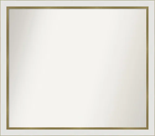 Miniatura 558 de Amanti Art Espejo de baño blanco para sobre el fregadero, 30 x 35 pulgadas, espejo de tocador rectangular estrecho de Eva de oro blanco, marco