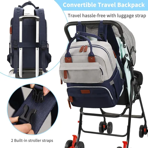 Miniatura 6 de Legestori Mochila para Pañales, Bolsa de Pañales para Bebé Niño, Bolsa de Pañales Unisex Grande para Mamá, Mochila Impermeable para Pañales de Viaje