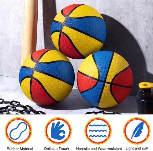Miniatura 3 de Vinsot 6 Pack Mini Rubber Basketballs 7 Inch, Size 3 Pool Basketball for Mini Hoop Bulk Small Basket Balls for Indoor Outdoor Party Favors Arcade