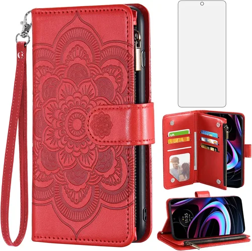 Miniatura 15 de Asuwish Funda para teléfono Motorola Moto Edge 2021/MotoEdge 5G UW con protector de pantalla de vidrio templado y soporte para tarjeta de crédito