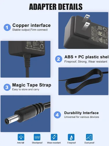Miniatura 5 de SOLICE Adaptador de CA de 9 V compatible con teclado Casio AD-5 AD-5MU AD-5MR WK-110 WK-200 LK-43 LK-100 LK-220 CTK-496 CTK-573 CTK-700 CTK-710