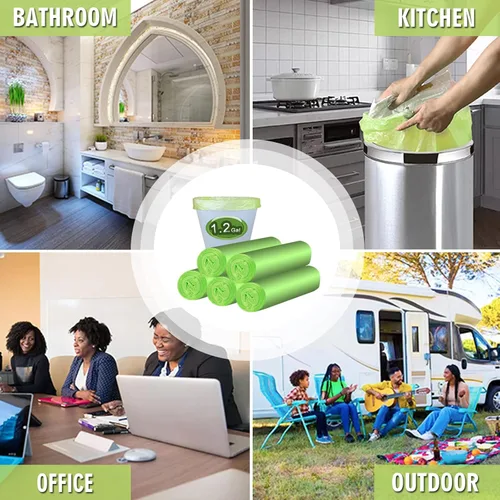 Miniatura 2 de Inwaysin - Mini bolsas de basura de 1.2 galones, bolsas de basura pequeñas, 6 litros, 100 bolsas, verde transparente