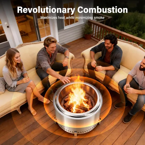 Miniatura 9 de HGD Hoguera de 20 Pulgadas sin Humo para Patio, Estufa de Quema de Madera para Exteriores, Hoguera de Acero Inoxidable para Patio Trasero, Jardín