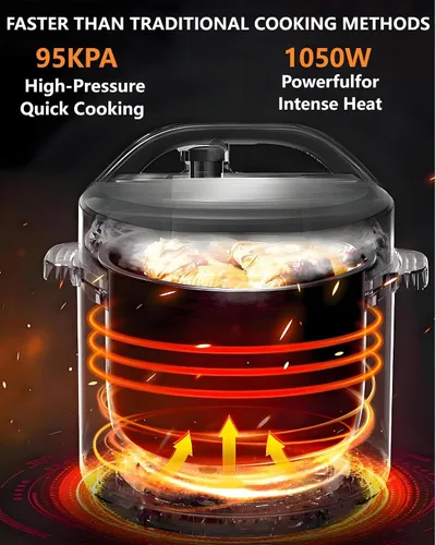 Miniatura 4 de Olla a presión eléctrica, 6 litros, olla de estofado lenta con función de reserva de 24 horas, arrocera 10 en 1, wok, pastel, yogur, etc., acero