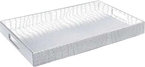 Miniatura 30 de Home Redefined - Moderna y elegante bandeja rectangular de 17.5 x 12 pulgadas, estilo shagreen, color azul bebé claro, con aspecto de cuero falso