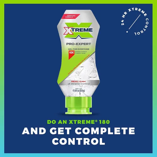Miniatura 4 de Xtreme Pro-Expert - Gel transparente para el cabello, sin alcohol, control Xtreme las 24 horas con aloe vera, botella exprimible de 17.63 onzas