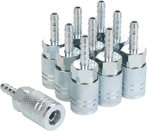 Miniatura 10 de Accesorios de manguera de aire de 1/4, acoplador industrial tipo M, tamaño de flujo de 1/4 pulgada, tamaño de rosca hembra de 1/4 pulgada