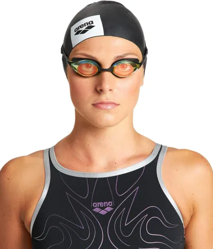 Miniatura 4 de Arena Gafas de natación unisex para adultos, diseño hidrodinámico de espejo de policarbonato/lente sin espejo Amarillo Cobre/Negro
