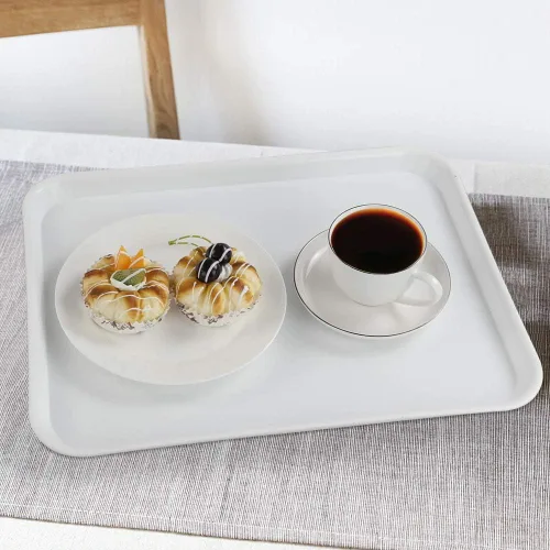 Miniatura 4 de Bandejas de comida rápida, bandeja de plástico para servir, color blanco, juego de 6