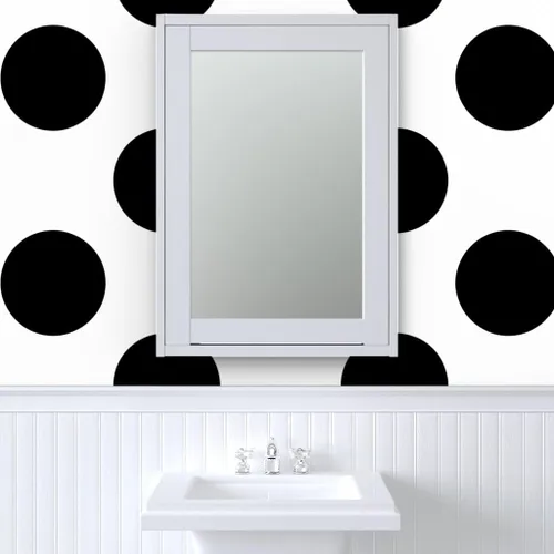 Miniatura 9 de Papel tapiz para despegar y pegar, diseño de lunares, círculos negros y blancos, moderno, geométrico, extraíble, por Spoonflower
