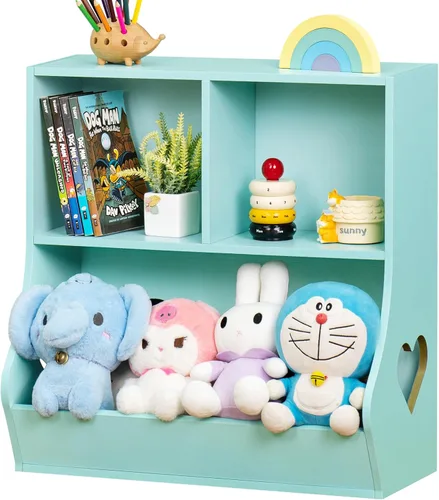 Miniatura 21 de Lerliuo Estantería y organizador de almacenamiento para bebés y niños pequeños, gabinete y librero para niños, estante de madera con 3 Azul