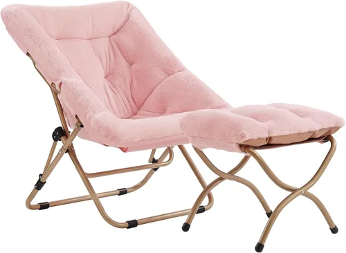Miniatura 25 de Tiita Silla Cómoda Plegable, Silla de Acento Plegable de Gran Tamaño de Piel Sintética Suave, Silla de Descanso Perezosa para Niños, Adolescentes