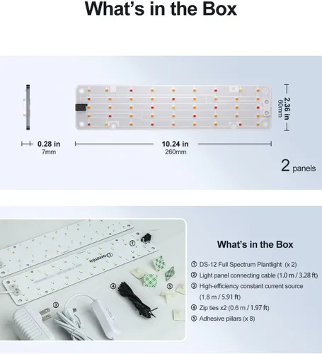 Miniatura 8 de Luces para plantas, espectro completo de 12 W (equivalente a 120 W), panel ultrafino, 84 LED lámpara solar para plantas con interruptor