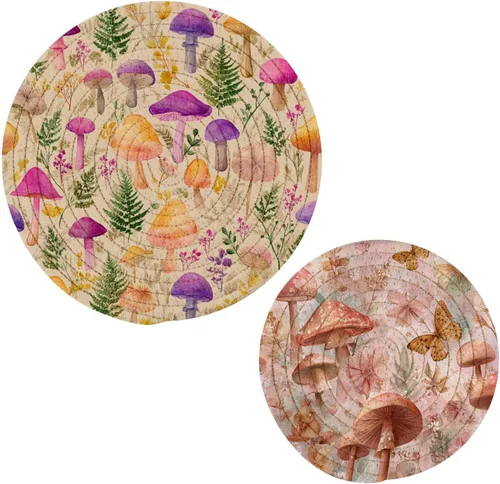 Miniatura 48 de Salvamanteles para platos calientes, ollas y sartenes, 2 soportes para ollas, resistentes al calor, de algodón, redondos, para encimera de cocina