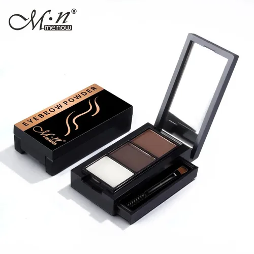 Miniatura 3 de MENOW - Polvo de cejas con cera y cepillo, kits profesionales de cejas para mujeres, polvo de cejas multicolor impermeable de larga duración, paleta