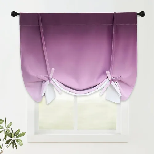 Miniatura 146 de COSVIYA Cortinas 100% Opacas Azul Degradado con Lazos Ajustables para Cocina Aislamiento Térmico Oscurecimiento de Habitación Cenefa con Bolsillo
