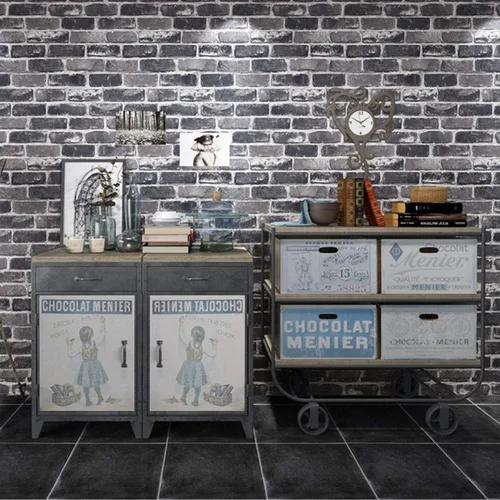 Miniatura 4 de Okydoky Papel Tapiz Despegable y Adhesivo, Papel Tapiz de Ladrillo Gris para Decoración del Hogar, Papel de Contacto Adhesivo y Despegable